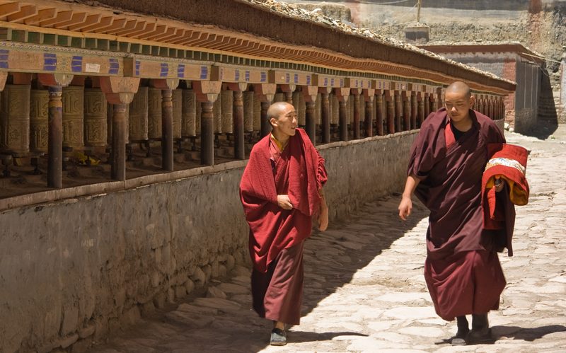 Monks at the Sakya monastery, Tibet.