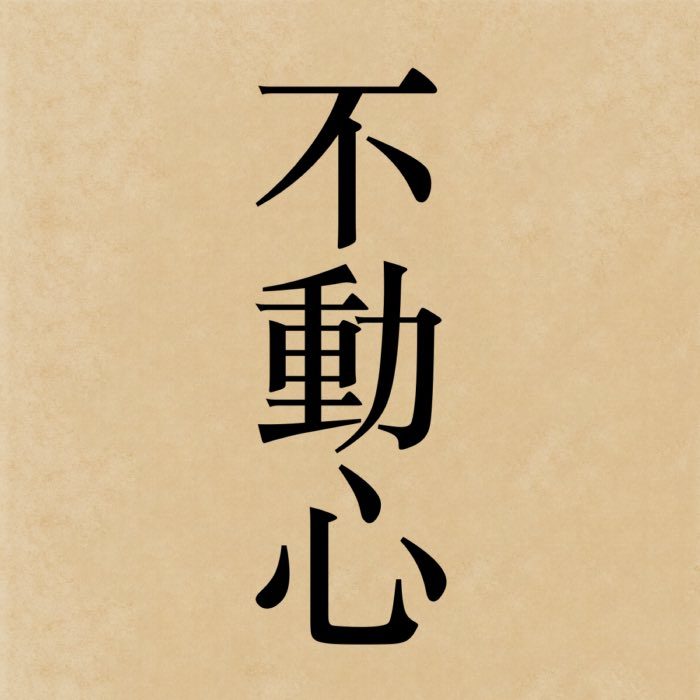 The kanji 不動心, which reads fudōshin in Japanese, literally means 'immovable mind'.