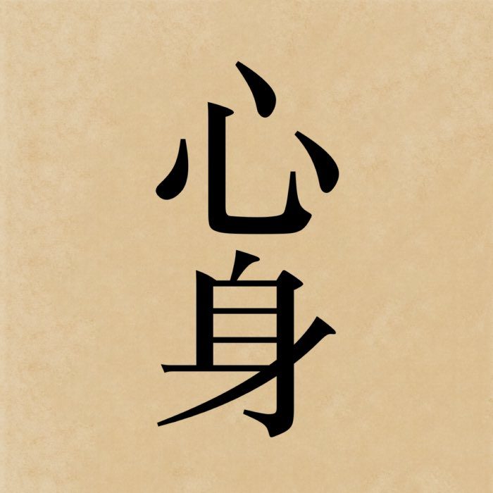The kanji 心身, which reads shinshin in Japanese, literally means 'mind and body'.