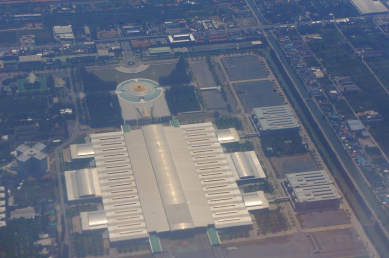 Aerial view of the newer areas of Wat Phra Dhammakaya.