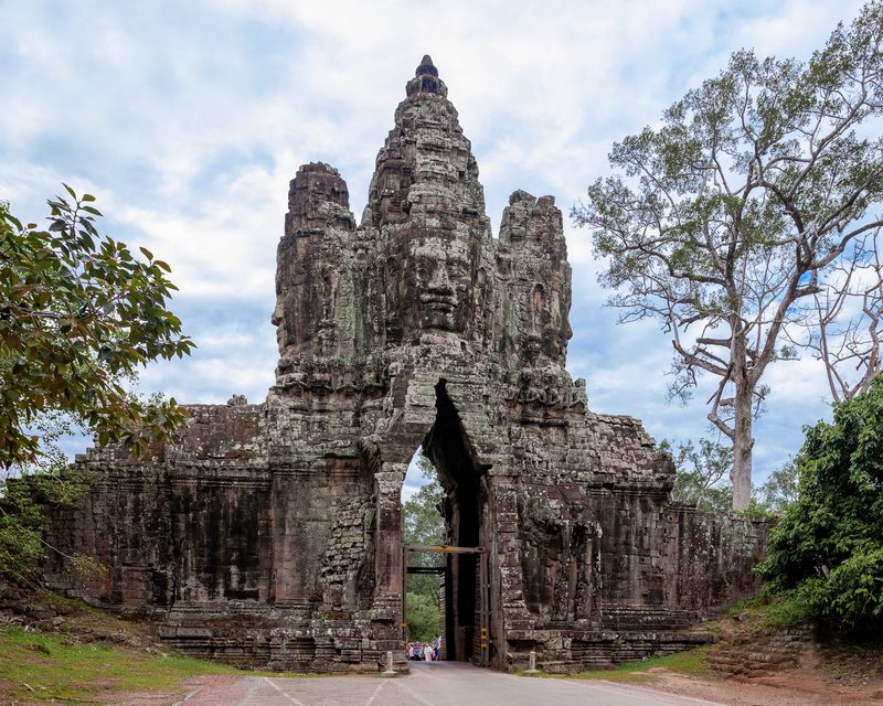 South Gate of Angkor Thom, a monumental entrance to the city, Angkor, Cambodia.