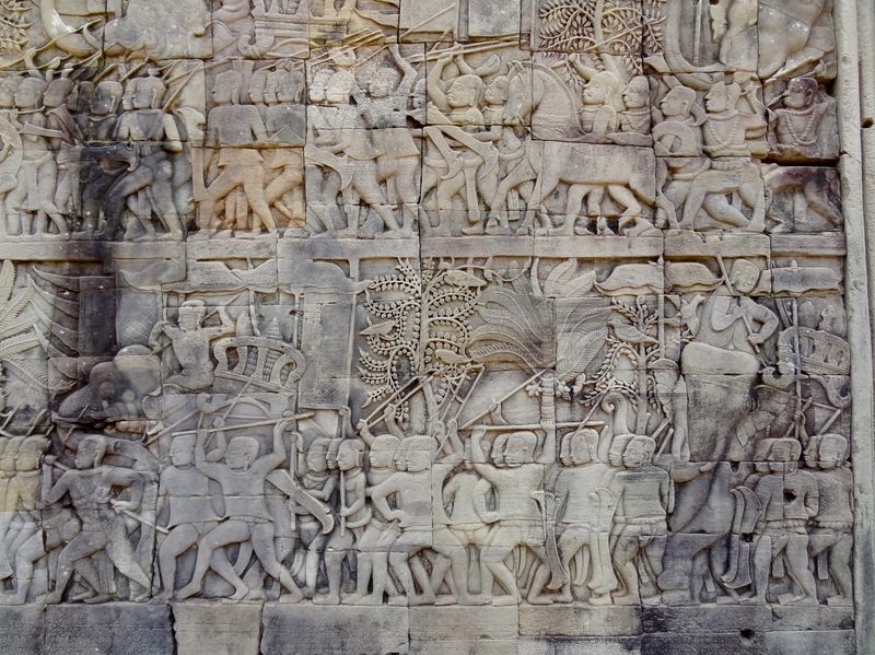 Relief at the Bayon temple, Angkor Thom.