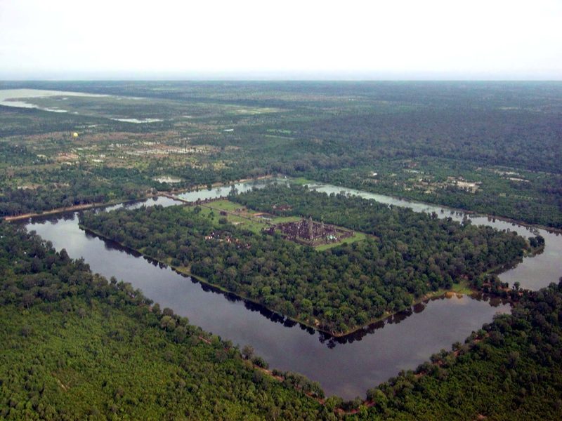 An aerial view of Angkor Wat, Cambodia.