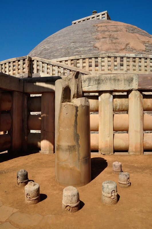 Remains of the Ashokan Pillar in Sanchi.