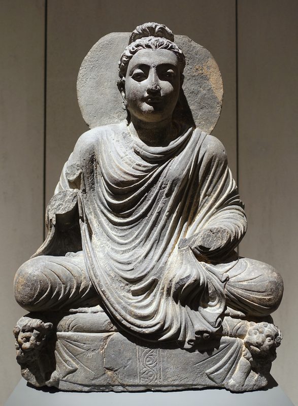 The Buddha on lion throne, Takht-i-Bahi, schist.