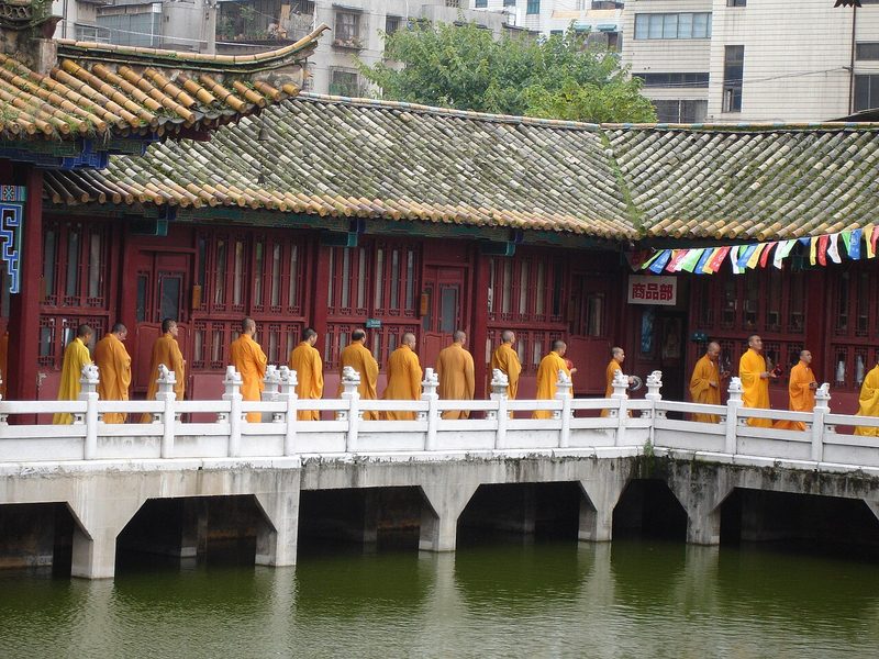 Buddhist Monks at Kunming Yuantong Temple.