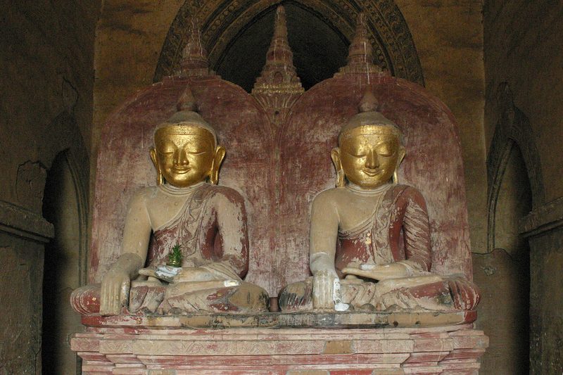 Buddha statutes inside the Dhammayangyi, Bagan, Myanmar.
