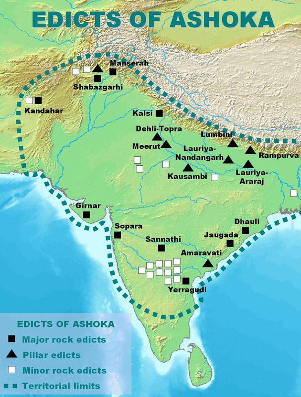 Distribution of Ashoka's edicts.