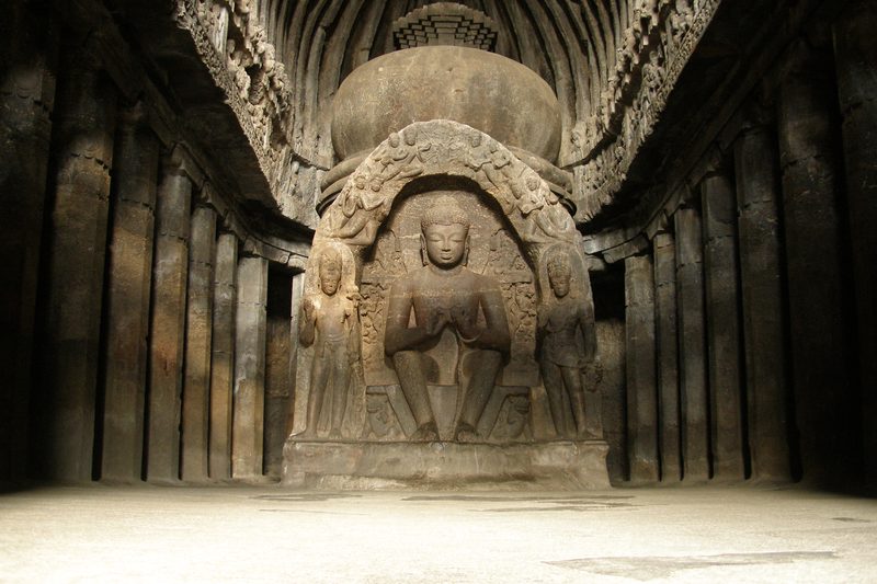 The Carpenter's cave (Buddhist Cave 10), Ellora Caves, Maharashtra, India. 600–1000 CE.