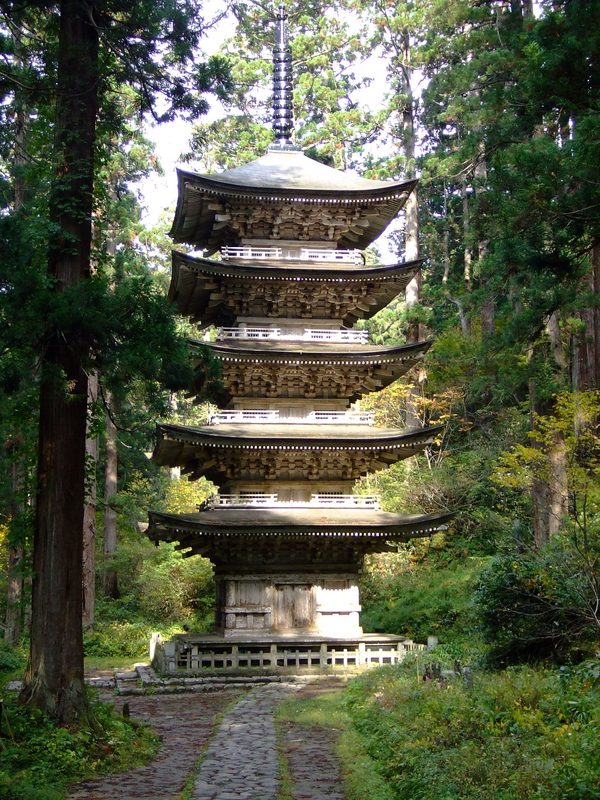 Five-story pagoda of Mount Haguro, Japan.