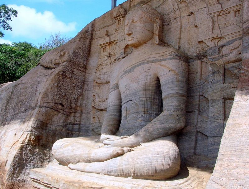 Carved seated Buddha, Gal Viharaya, Polonnaruwa, Sri Lanka.
