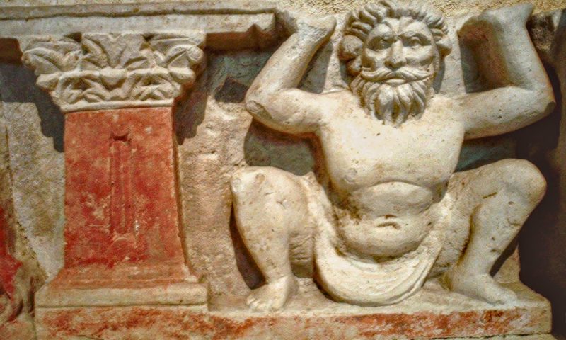 The Greek god Atlas, supporting a Buddhist monument, Hadda, Afghanistan, c. 100 CE.