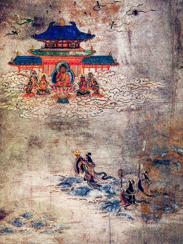 Frontispiece of the Devadatta chapter scroll (chapter 12 of the Lotus Sutra) in the Heike Nokyo, a 12th century set of sutra scrolls.