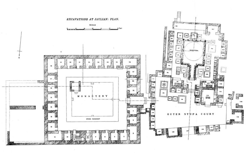 Map of the Jaulian monastery and stupa area.