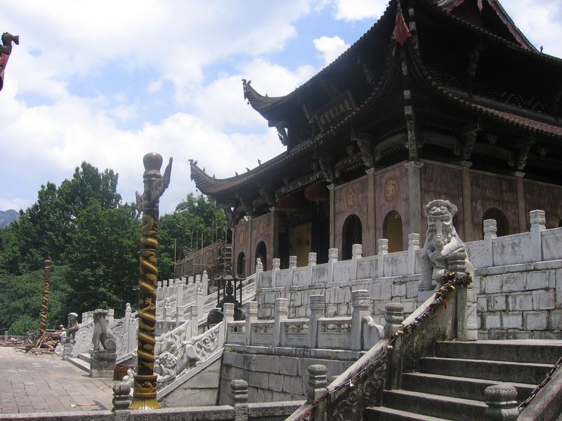 A hall in the Shrine of Living Buddha on Mount Jiuhua in Anhui, China.