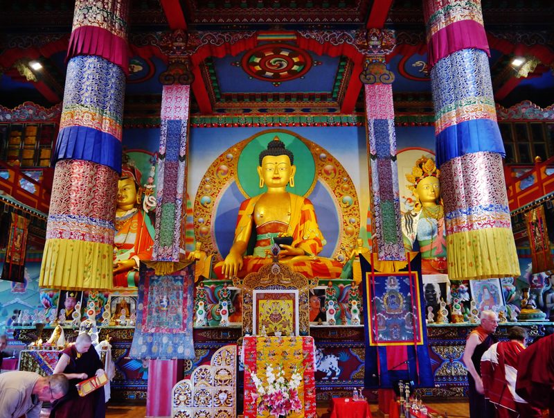 Buddha hall of the Temple des mille Bouddhas, Saône-et-Loire, Bourgogne, France.