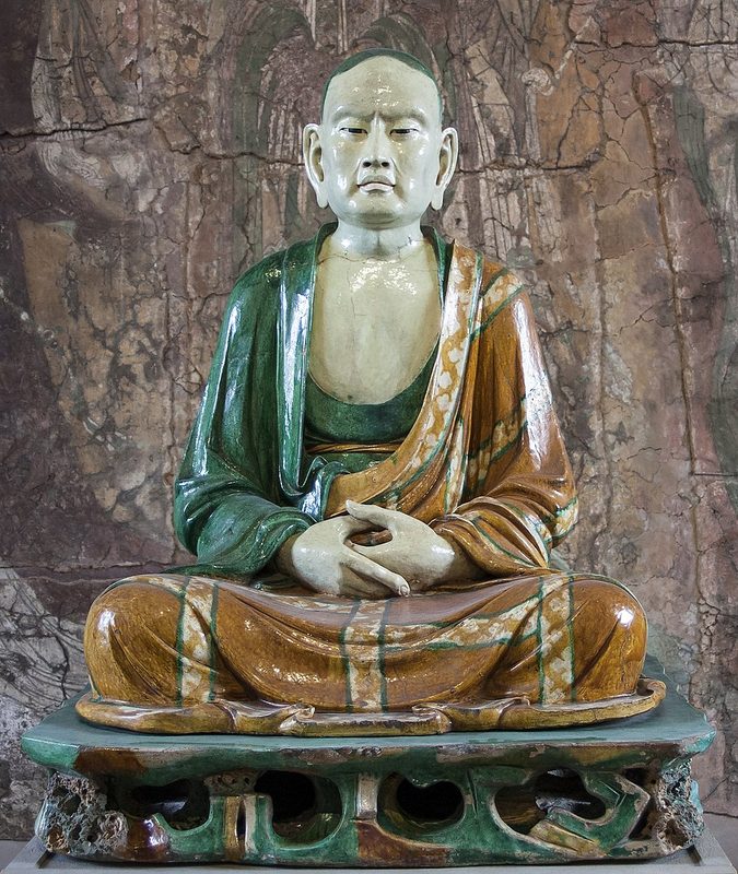 Statue of a Arhat, found at Yixian, Hebei province, China, Liao dynasty (907–1125).