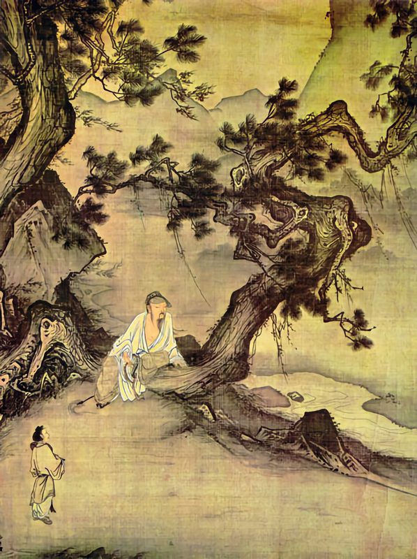 Listening Quietly to Soughing Pines, by Ma Lin, before 1246, ink and color on silk.