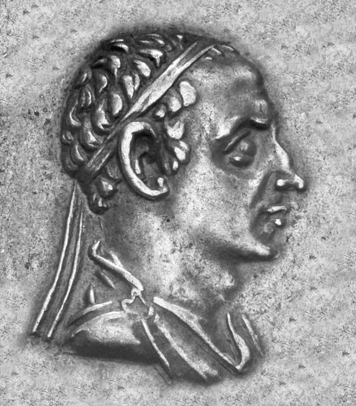 Portrait of Menander I Soter, from his coinage.