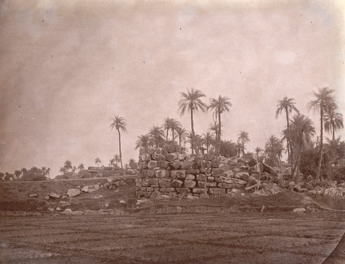 Photograph of the old ruined gate of the fort at Bihar Sharif in Bihar, taken by Joseph David Beglar in the 1870s. The fort is believed to have been part of the Odantapuri university.