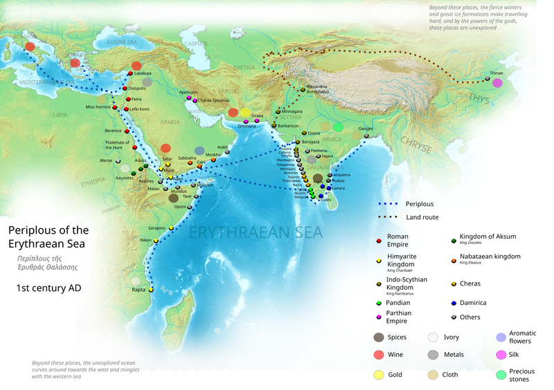 Roman maritime trade in India and Scythia according to the Periplus Maris Erythraei, 1st century CE.