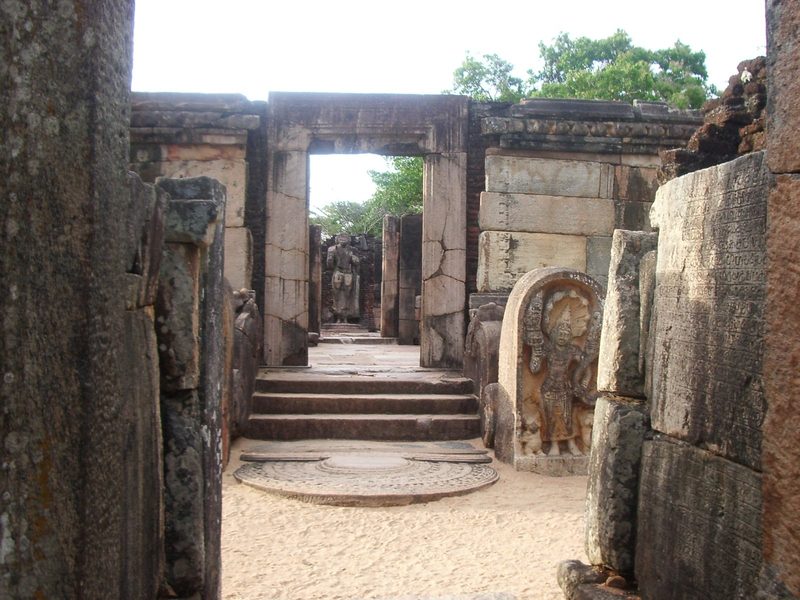 The entrance to the Hatadage, Polonnaruwa, Sri Lanka.