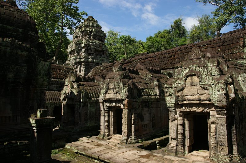 Preah Khan, a temple-monastery complex built by Jayavarman VII to honor his father, located northeast of Angkor Thom.