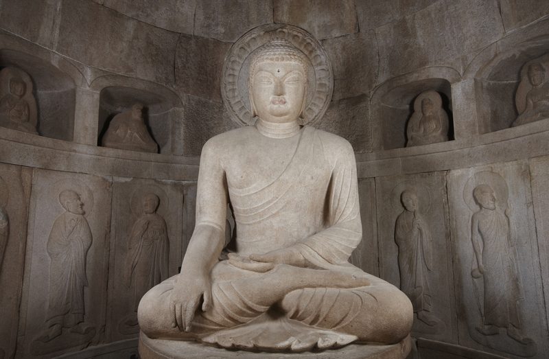 The central Buddha statue at Seokguram, Korea.