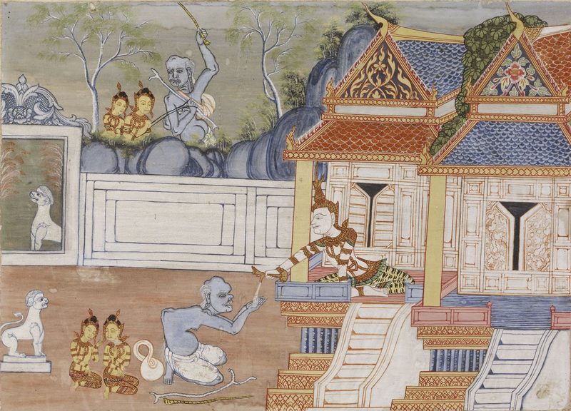 Painting of the Vessantara Jataka, Chapter 8 (The Royal Children), Thailand, between 1920-1940.
