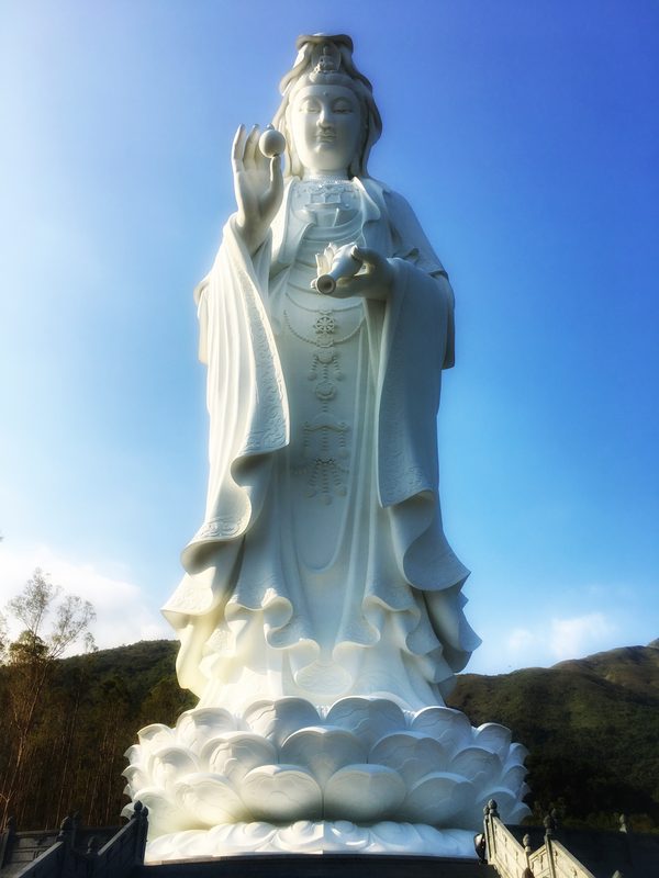 The 76 m tall statue of the bodhisattva Guan Yin (Avalokiteśvara) at Tsz Shan Monastery.