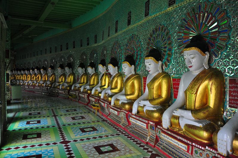 Inside view of the Umin Thonze Pagoda in Sagaing.