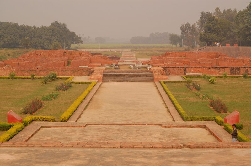 Vikramashila Ruins, the view of the entrance from the Stupa.