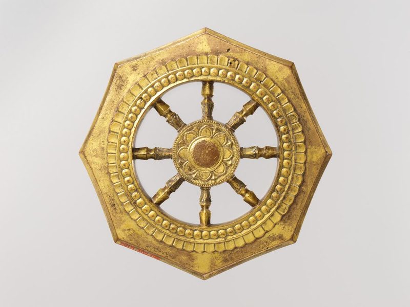 Wheel of the Buddhist Law (Jap.: *rinpō*), Japan, late 13th century, Kamakura period (1185–1333), gilt bronze, Metropolitan Museum of Art, New York.