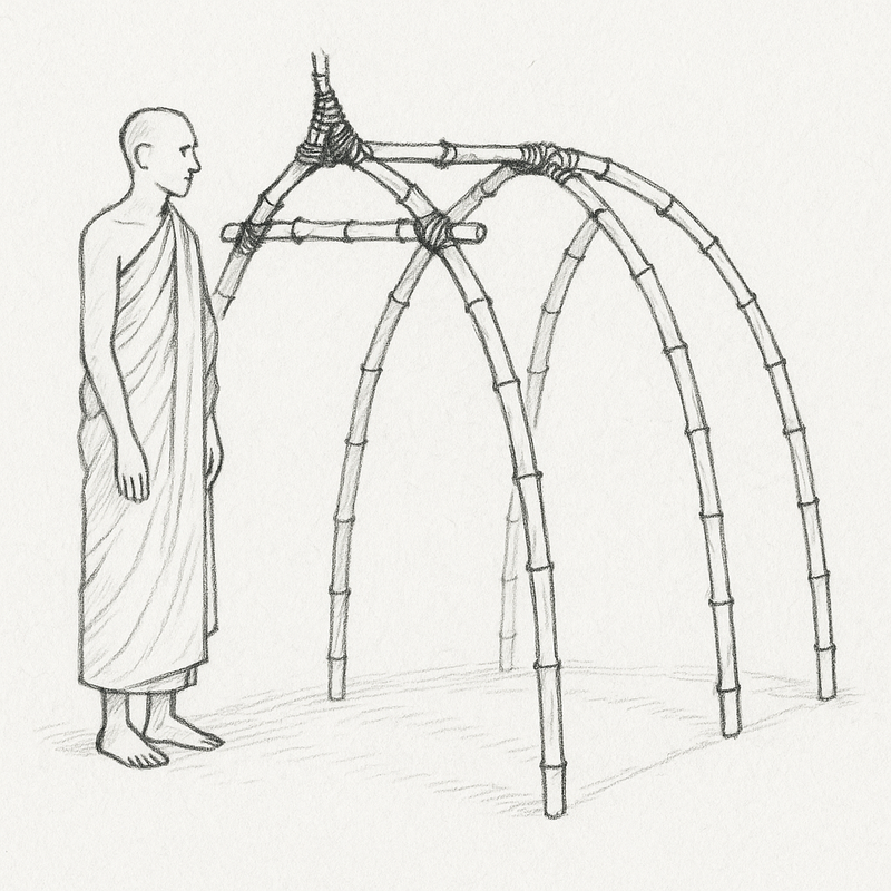 Sketch of the further development of early Buddhist monk's huts.