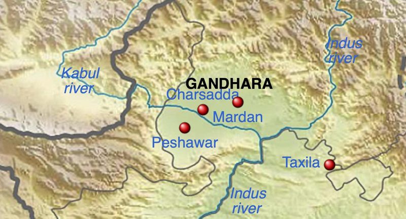 The region is centered on the Peshawar Basin, in present-day northwest Pakistan.