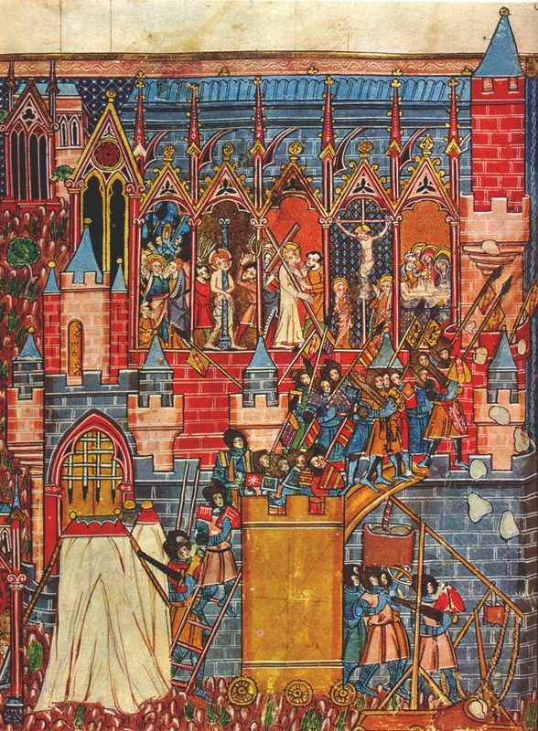 Siege and Capture of Jerusalem in 1099, which marked the successful end of the First Crusade, whose objective was the recovery of the city of Jerusalem and the Church of the Holy Sepulchre from Islamic control.
