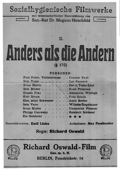 Anders als die Andern, 1919.