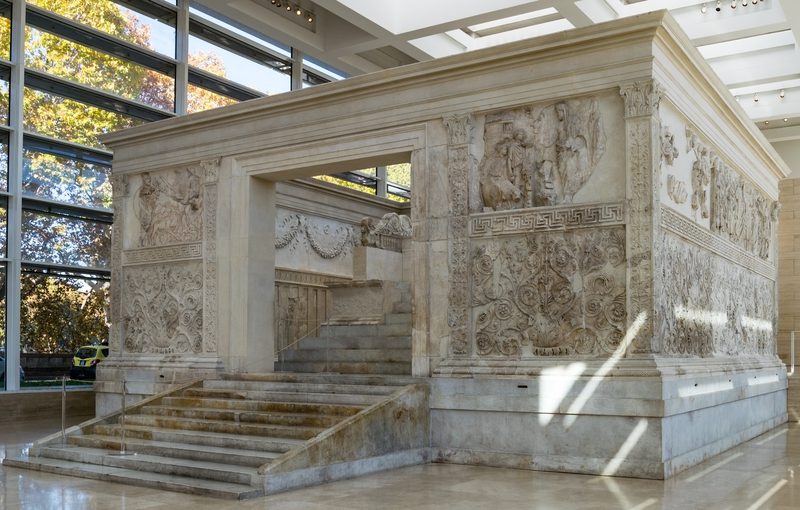 Ara Pacis, an altar dedicated to Pax, the Roman goddess of peace, in Rome.