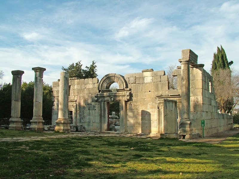 Archaeological remains of the synagogue of Kfar Bar'am, built ca. 220 CE.