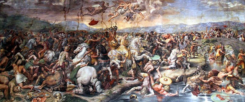 The Battle of Milvian Bridge, 1520-1524, part of a large fresco, Vatican City, Apostolic Palace.