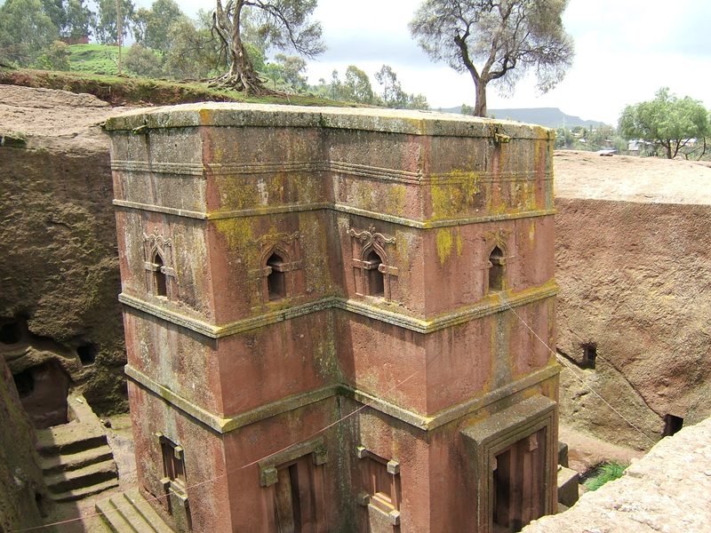 Another view of the rock-hewn Church of Saint Georgeh.
