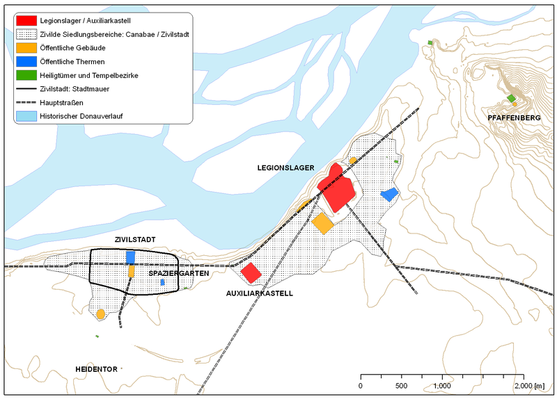 General plan of the ancient settlement site of Carnuntum.