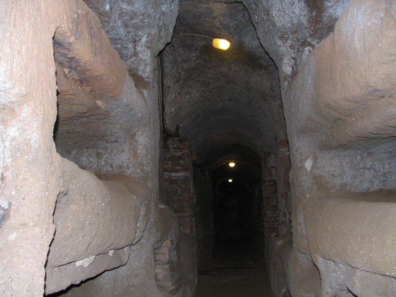 Grave niches in the Catacomb of Callixtus.