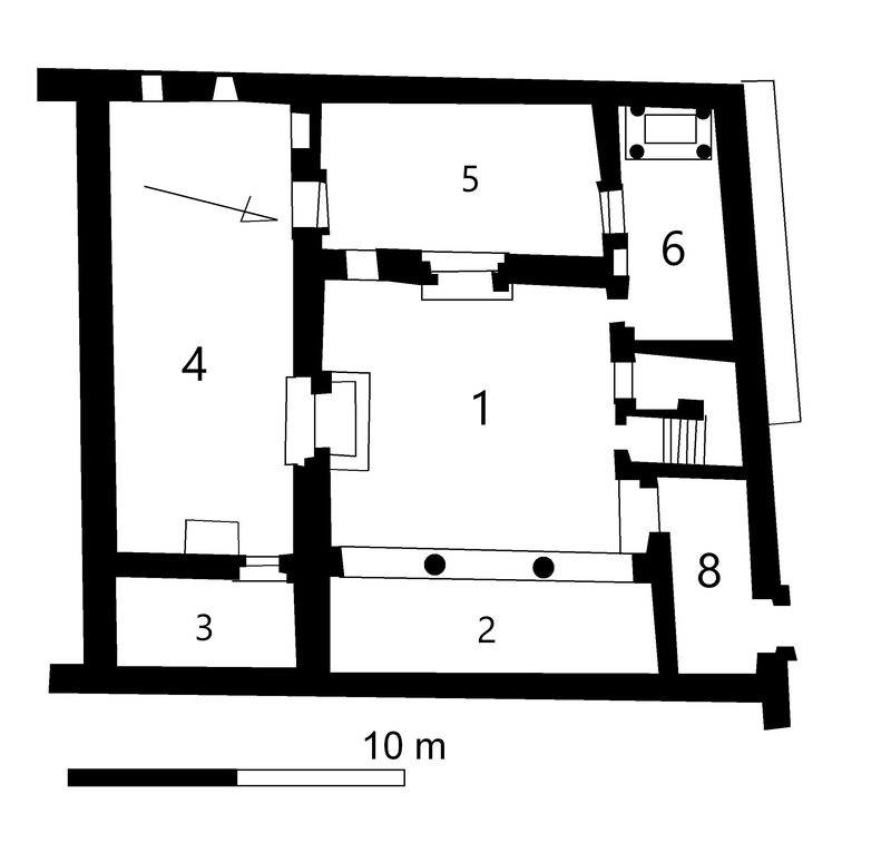 Church plan. Above right (6) is the baptistery.