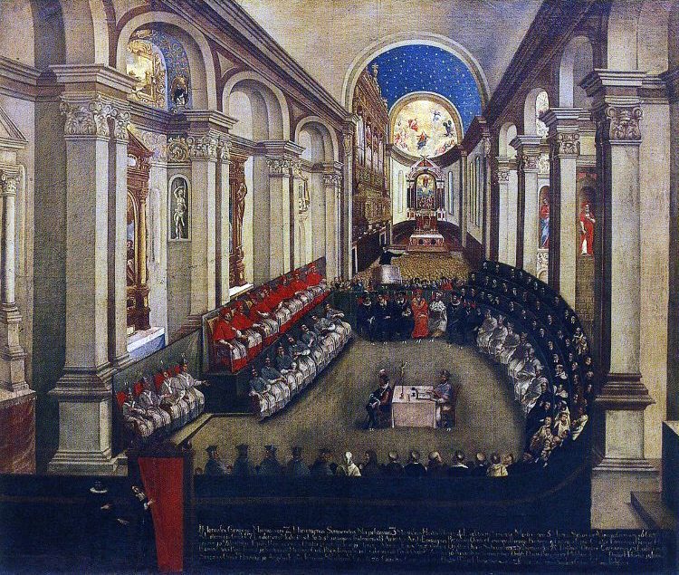 Session of the Council of Trent in the church of Santa Maria Maggiore (Trent) (painting, late 17th century).