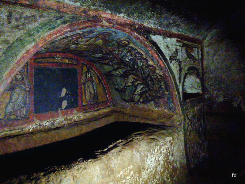 Special grave site in the Catacombs of Domitilla, Rome.