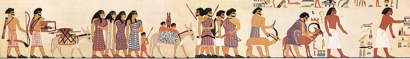 A group of West Asian foreigners, possibly Canaanites, labelled as Aamu, with the leader labelled as a Hyksos, visiting the Egyptian official Khnumhotep II c. 1900 BCE. Tomb of 12th dynasty official Khnumhotep II, at Beni Hasan.