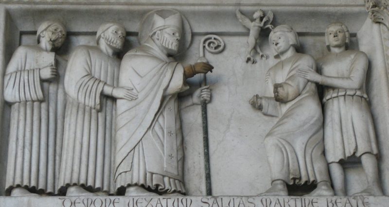 Façade of St. Martin's Cathedral in Lucca, Italy.