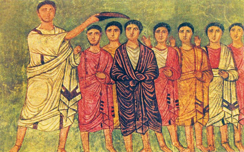 Samuel anoints David, Dura Europos, Syria, 3rd century CE.