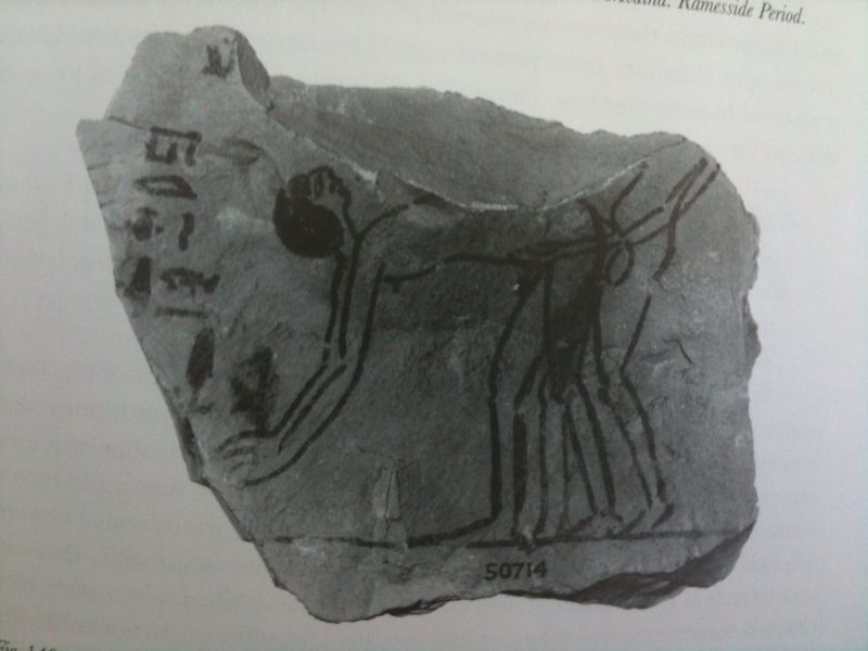 A Ramesside period ostracon, depicting a homosexual couple in coitus.